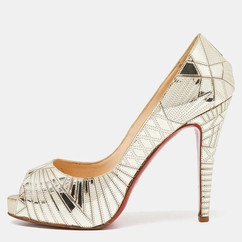 Christian Louboutin / Very Galaxy mosaic art deco gold 100 mm Mirrored Heel 37 7